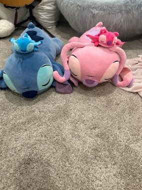 Disney stitch and angle plushies